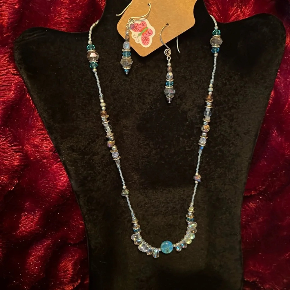 Beautiful handcrafted, boutique, necklace, and earring, set